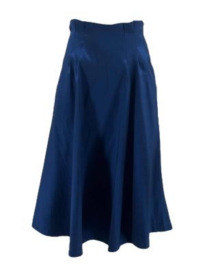 MONZLAPUR Taffetta Box Pleated Skirt - Blue