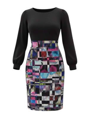 MundoE&E Geometric Print Cocktail Dress