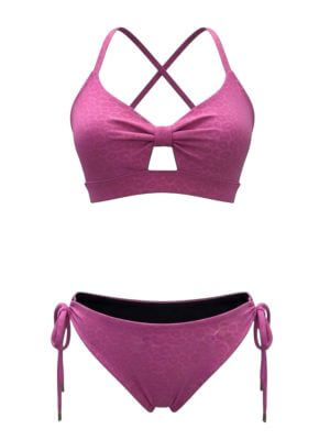 MundoE&E Pink & Navy Blue Reversible Bikini Swimwear