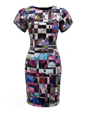 MundoE&E Geometric Print Reversible Cocktail Dress