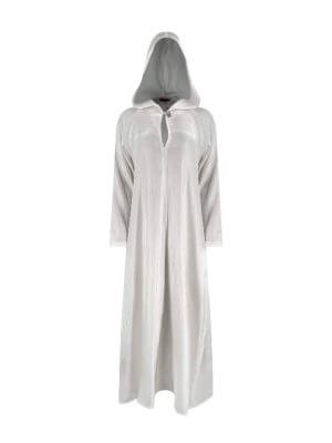 BettyVonChic Glitterati Hooded Gown in White Shimmer