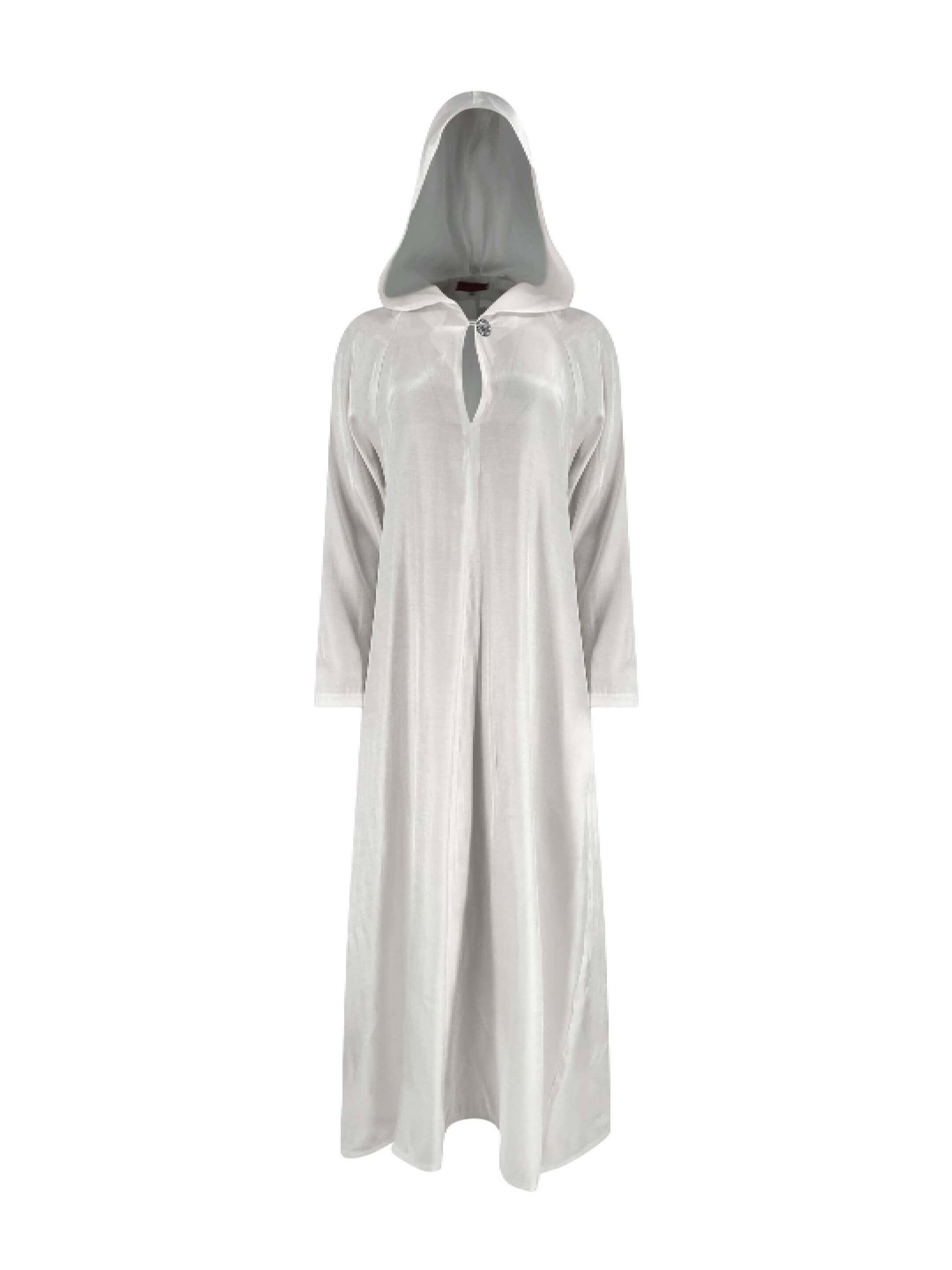 BettyVonChic Glitterati Hooded Gown in White Shimmer