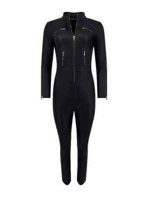 Circular Path Black Vegan Leather Romper Jumpsuit