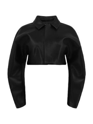 Circular Path Black Cropped Vegan Leather Jacket/Blazer