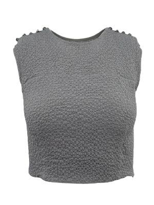 ELENA RUDENKO grey crinkled convertible crop top