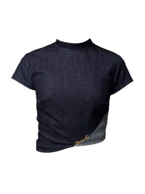 Back Bone Society Blue Cropped Top