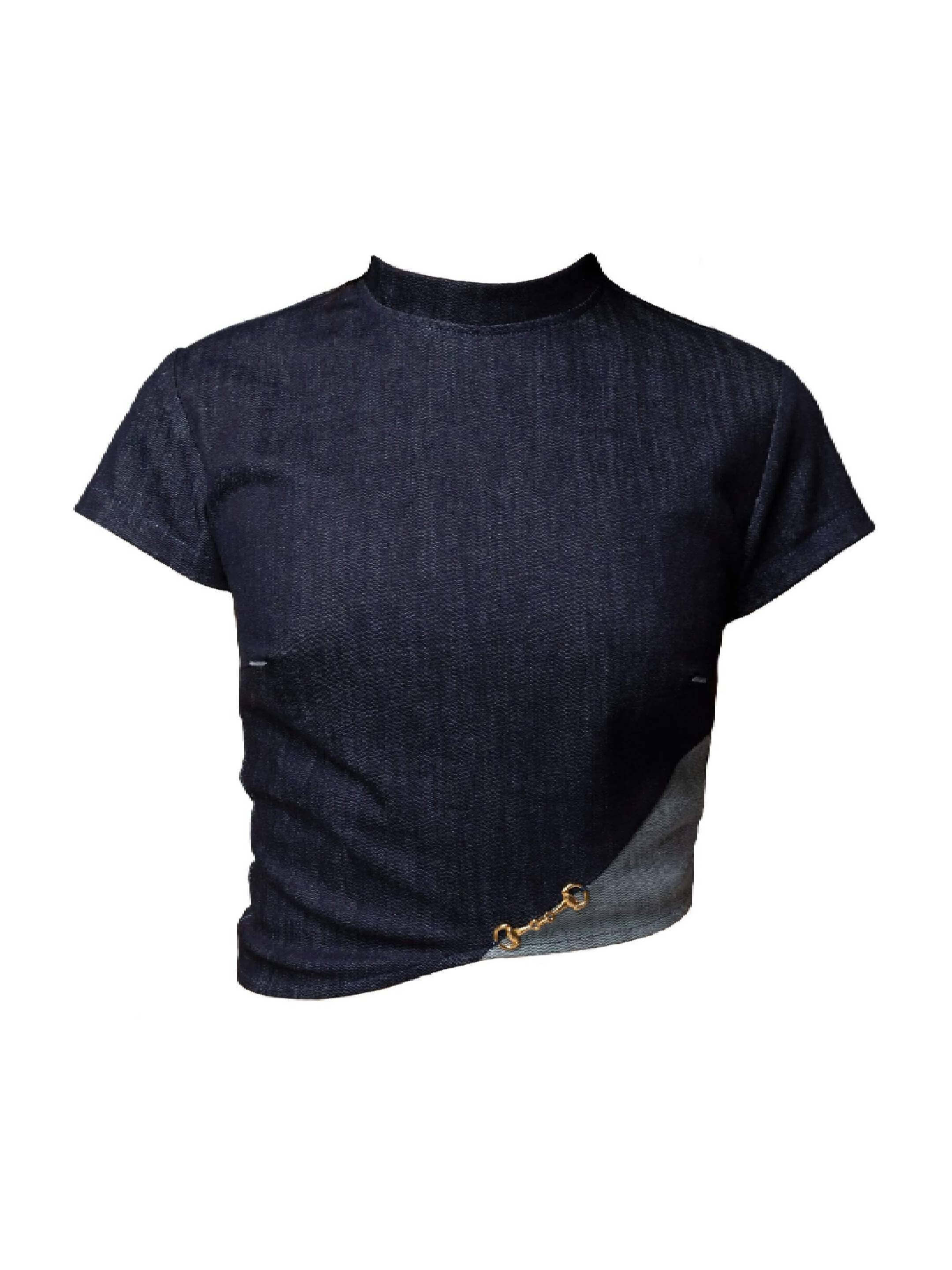 Back Bone Society Blue Cropped Top