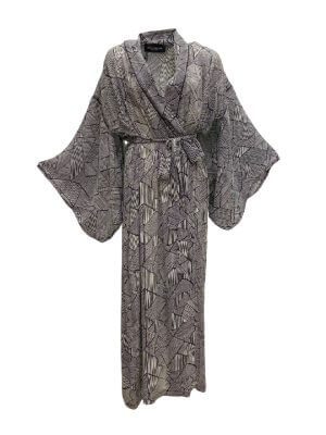 Bobo Marché Kimono - Silk Chiffon Noir Botanica