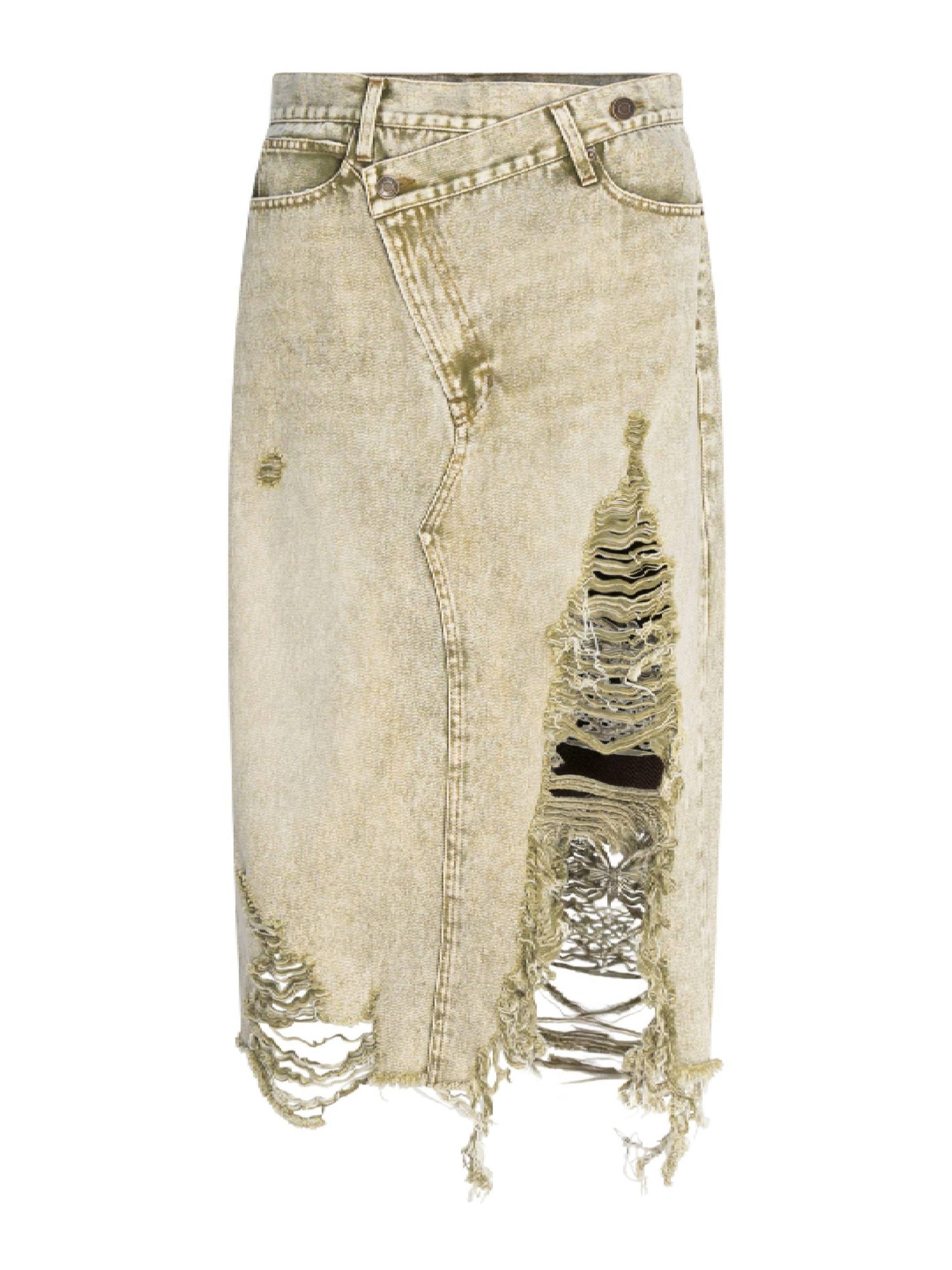 Circular Path Metallic Denim Skirt