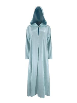 BettyVonChic Glitterati Hooded Gown in Light Blue Satin