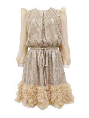 2madison Avenue Mi Vida Signature Gold Adela Lace Short Dress