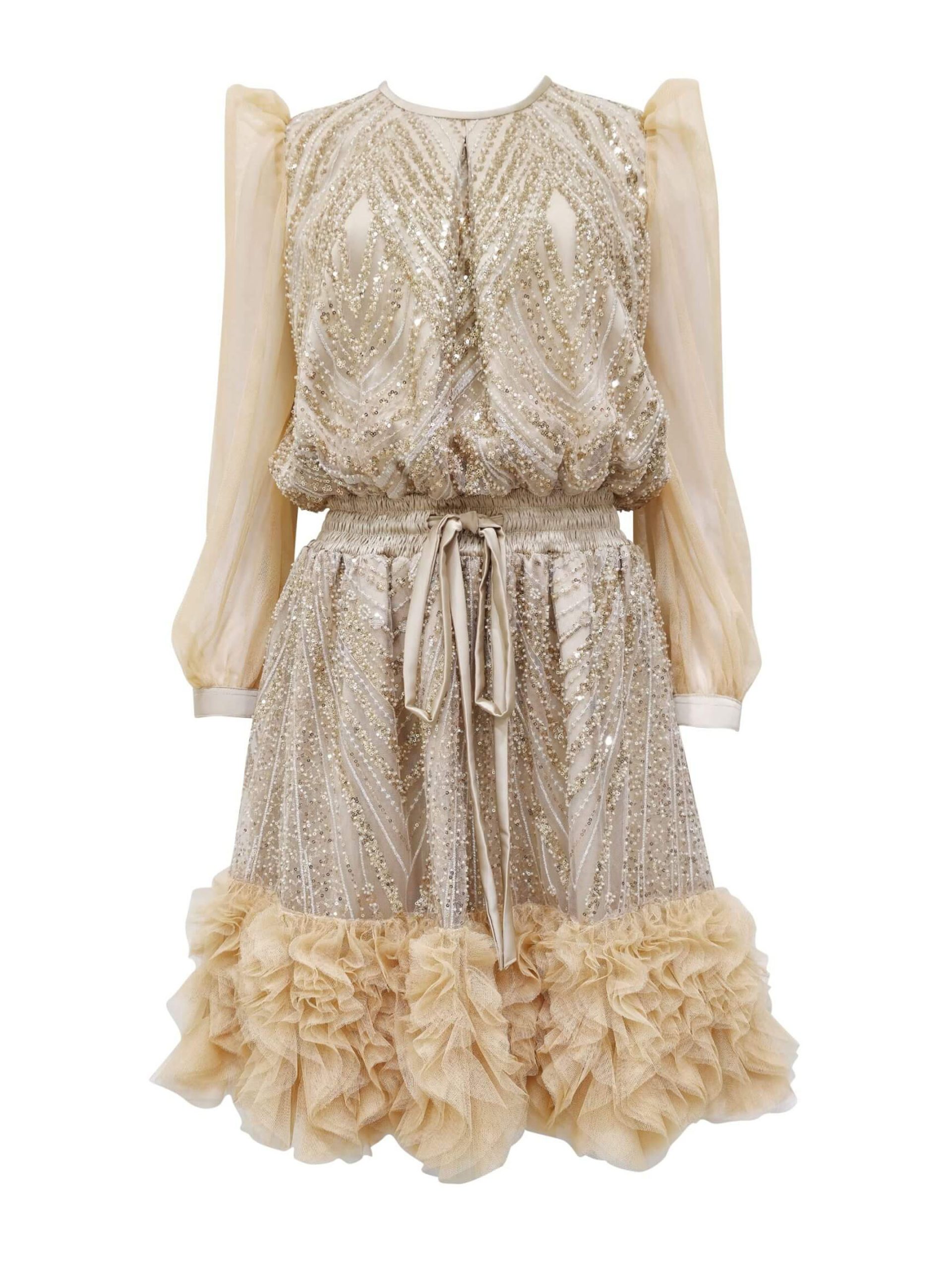 2madison Avenue Mi Vida Signature Gold Adela Lace Short Dress