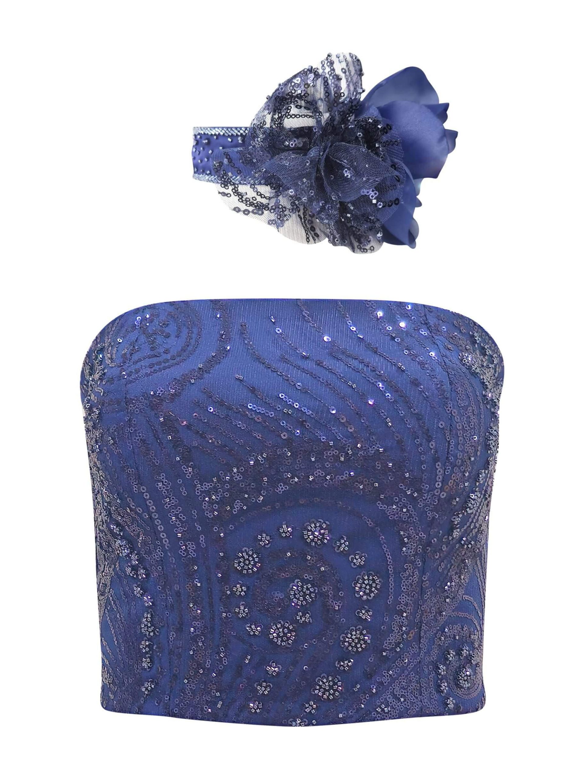 2madison Avenue Signature Navy Bustier Top With Necklace Set