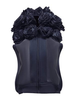2madison Avenue Signature Black Roses Fancy Cropped Vest