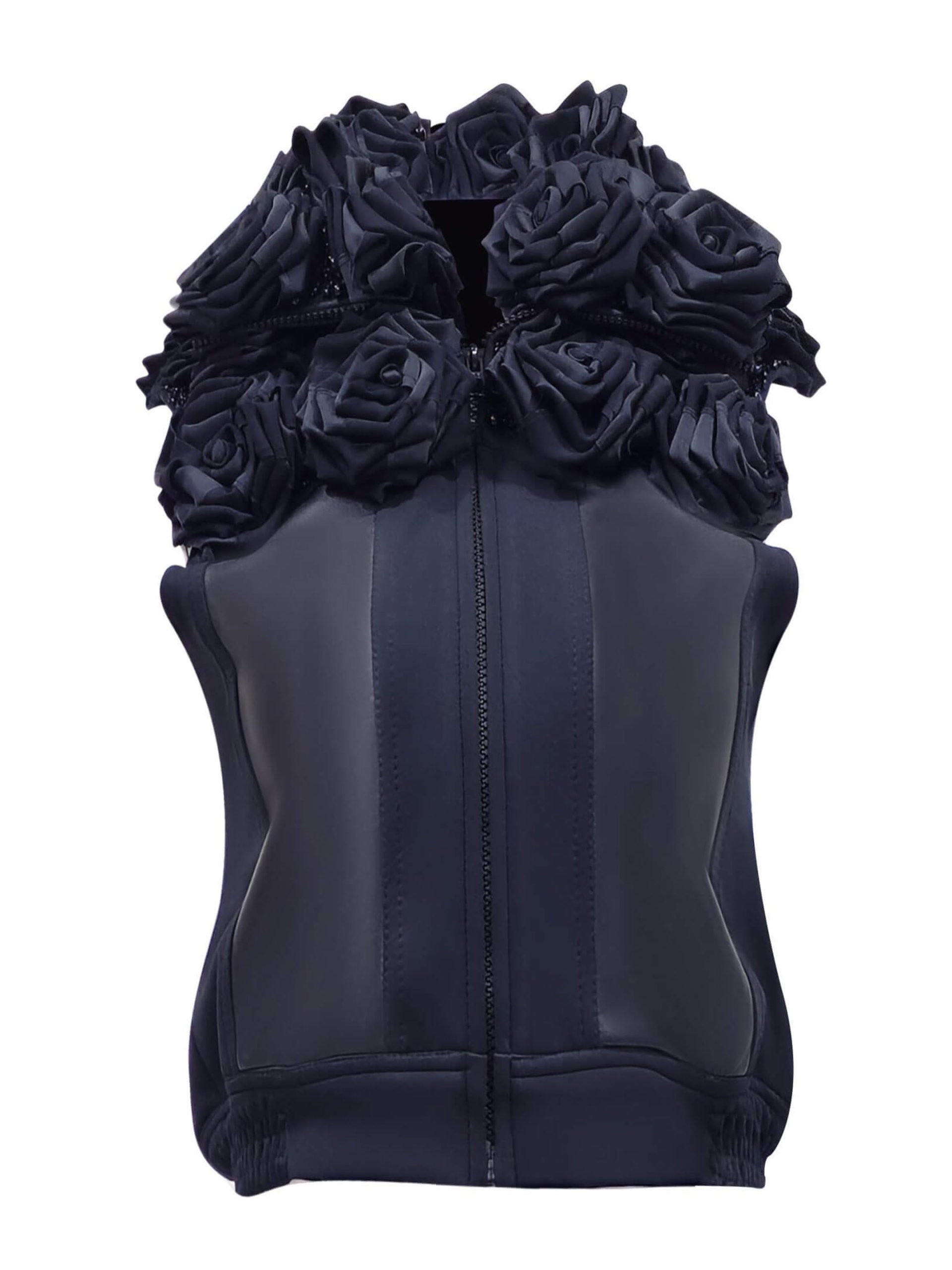 2madison Avenue Signature Black Roses Fancy Cropped Vest