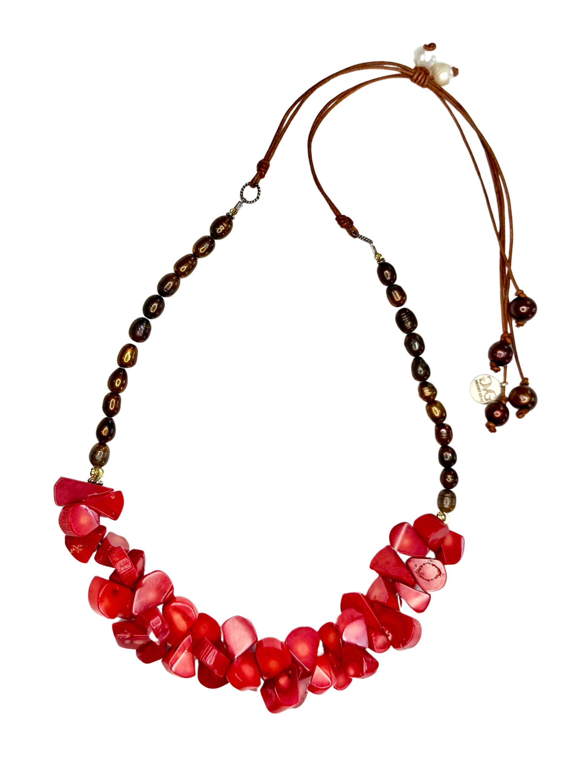 Moody Gray Coral Lei - With Chocolate Pearls