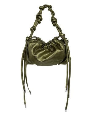 Katie La Res Mini Ikebana Bag in Metallic Green Lambskin Leather