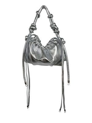 Katie La Res Mini Ikebana Bag in Silver Lambskin Leather