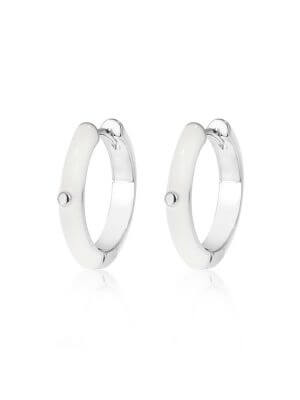 Jewellery Bar Hoops Earrings Mother of Pearl Rhodium