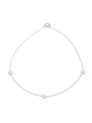 Jewellery Bar Necklace with Mother of Pearl Roses, Rhodium Plated