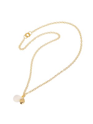 Jewellery Bar Long Necklace with Pearl Gold Plated and Round Mother of Pearl