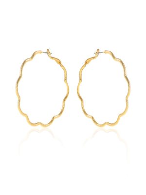 Jewellery Bar Flower Detail Large Hoop Earrings, Gold Plated