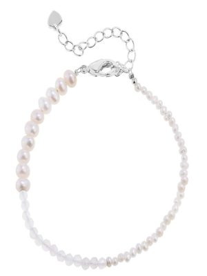 Jewellery Bar Pearl and Moonstone Bracelet, adjustable