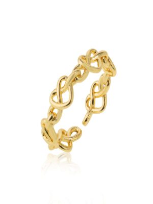 Jewellery Bar Heart Details Open Ring Gold Plated