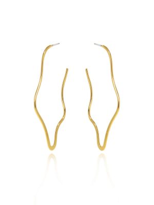 Jewellery Bar Large Freeform Earrings, Gold Plated