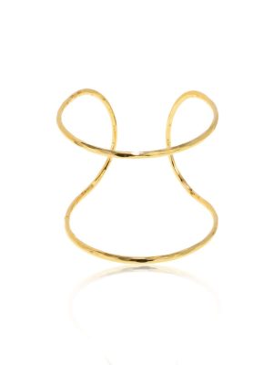 Jewellery Bar Thin Double Cuff Open Bracelet Gold Plating