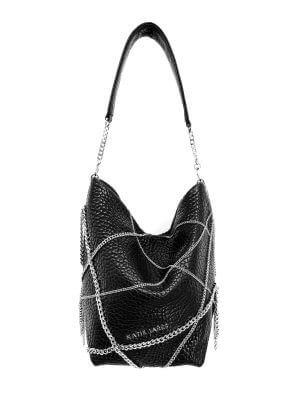 Katie La Res Black Silver Lamb Skin Medium Bucket