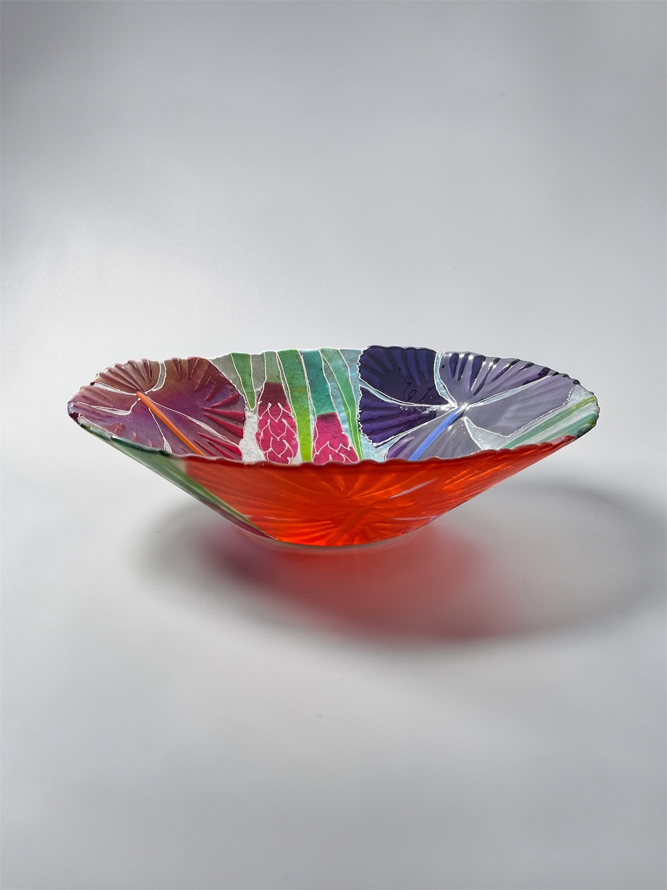 Kendra Schneider Multi-Color Large Glass Floral Bowl Artwork - Image 2