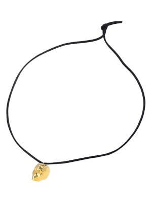 LNB Jewellery Skull Gold Plating on Blue Suede Cord