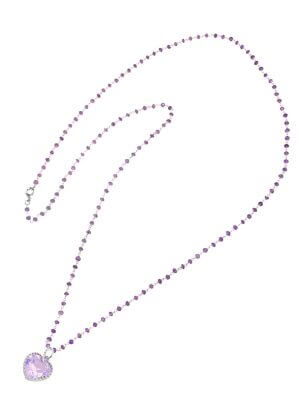 LNB Jewellery Lavander Quartz Large Heart on Amethyst Chain Necklace