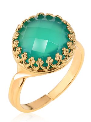 LNB Jewellery Green Agate Ring Gold
