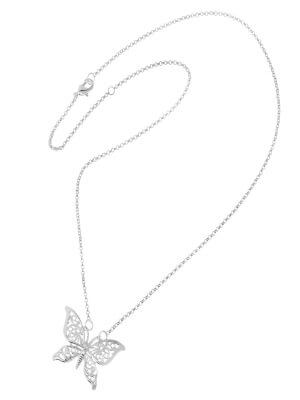 LNB Jewellery Filigree Butterfly Rhodium Necklace