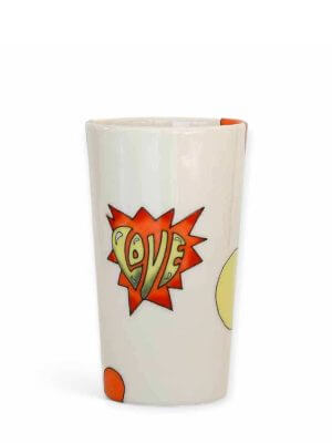 Lali Design Studio Pop Art Love Tumbler Hand Painted Porcelain