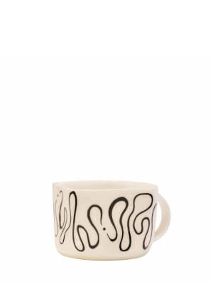 Lali Design Studio Handmade Porcelain Mug With Black Flow Pattern