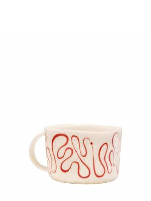 Lali Design Studio Handmade Porcelain Mug With Red Flow Pattern