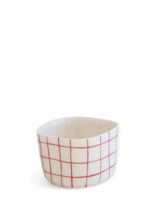 Lali Design Studio Cozy Handmade Red Grid Bowl Porcelain