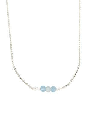 Gold-plated sterling silver fine chain bracelet with three aquamarine crystals, handcrafted from recycled materials, symbolizing calm, courage, and flow.