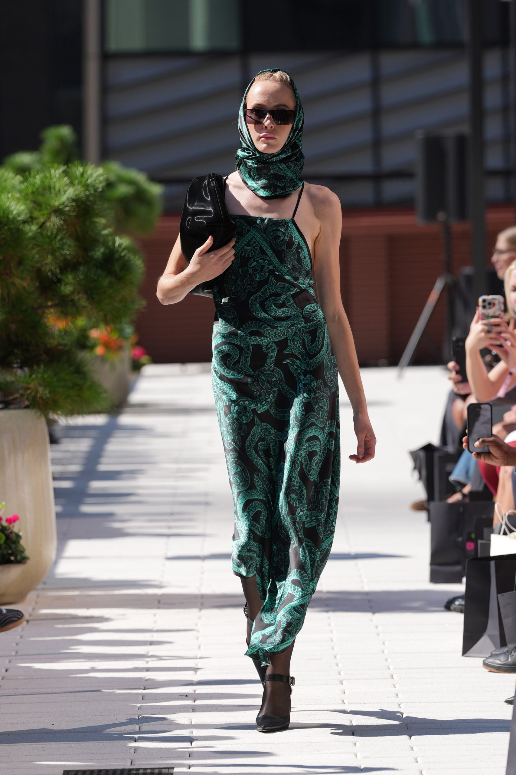 MONZLAPUR Animal Print Green Evening Dress - Image 3