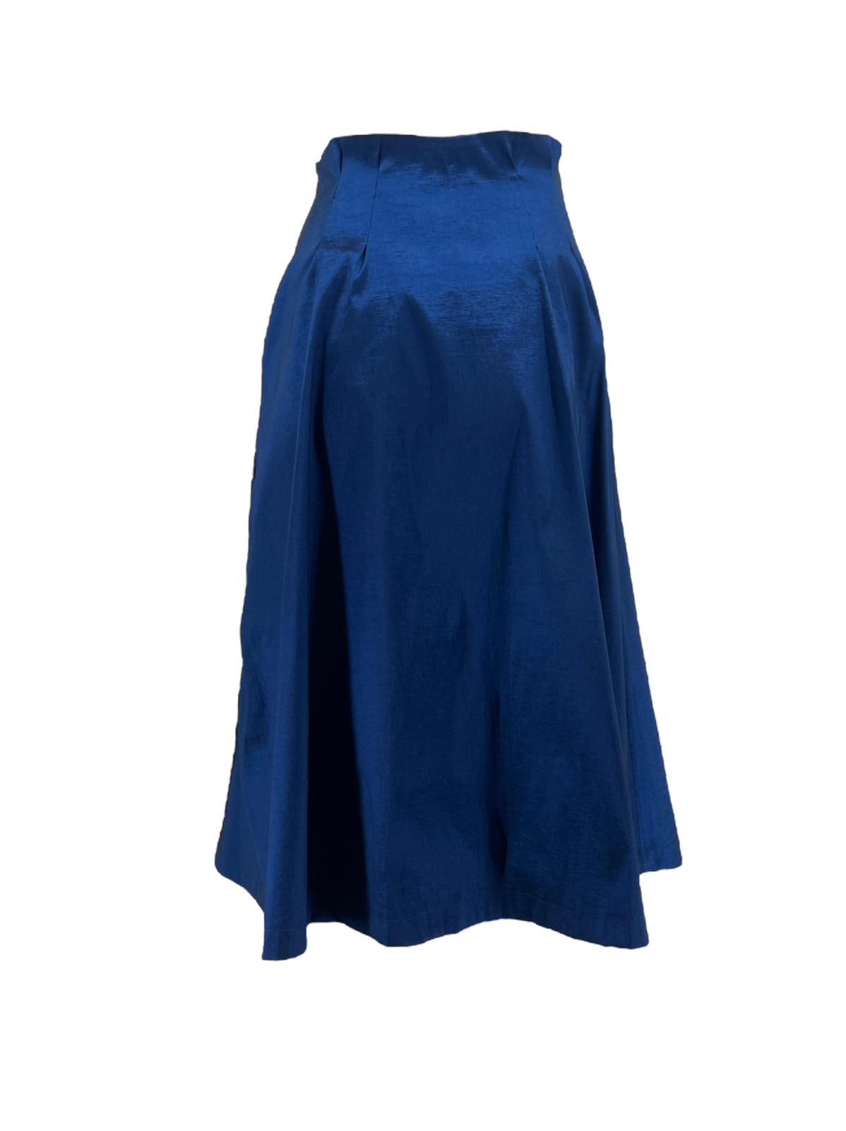 MONZLAPUR Taffetta Box Pleated Skirt - Blue - Image 4