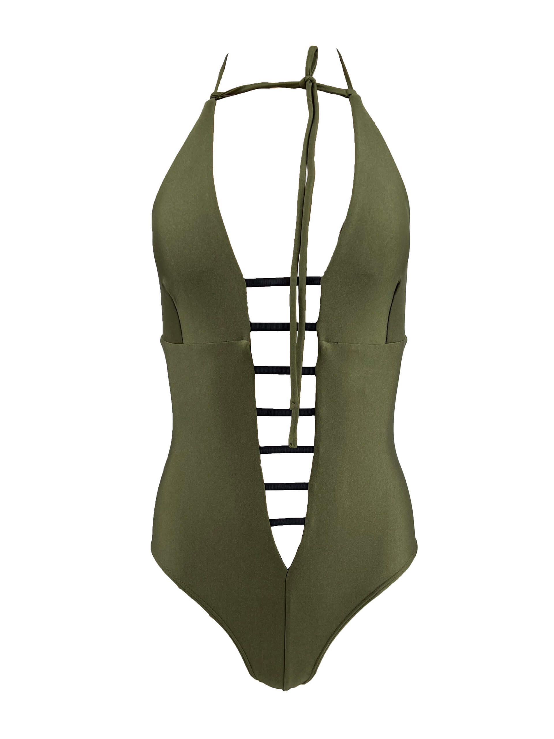 MONZLAPUR SS23 - Bodysuit/Bathingsuit with straps and Neck Ties Green - Image 4