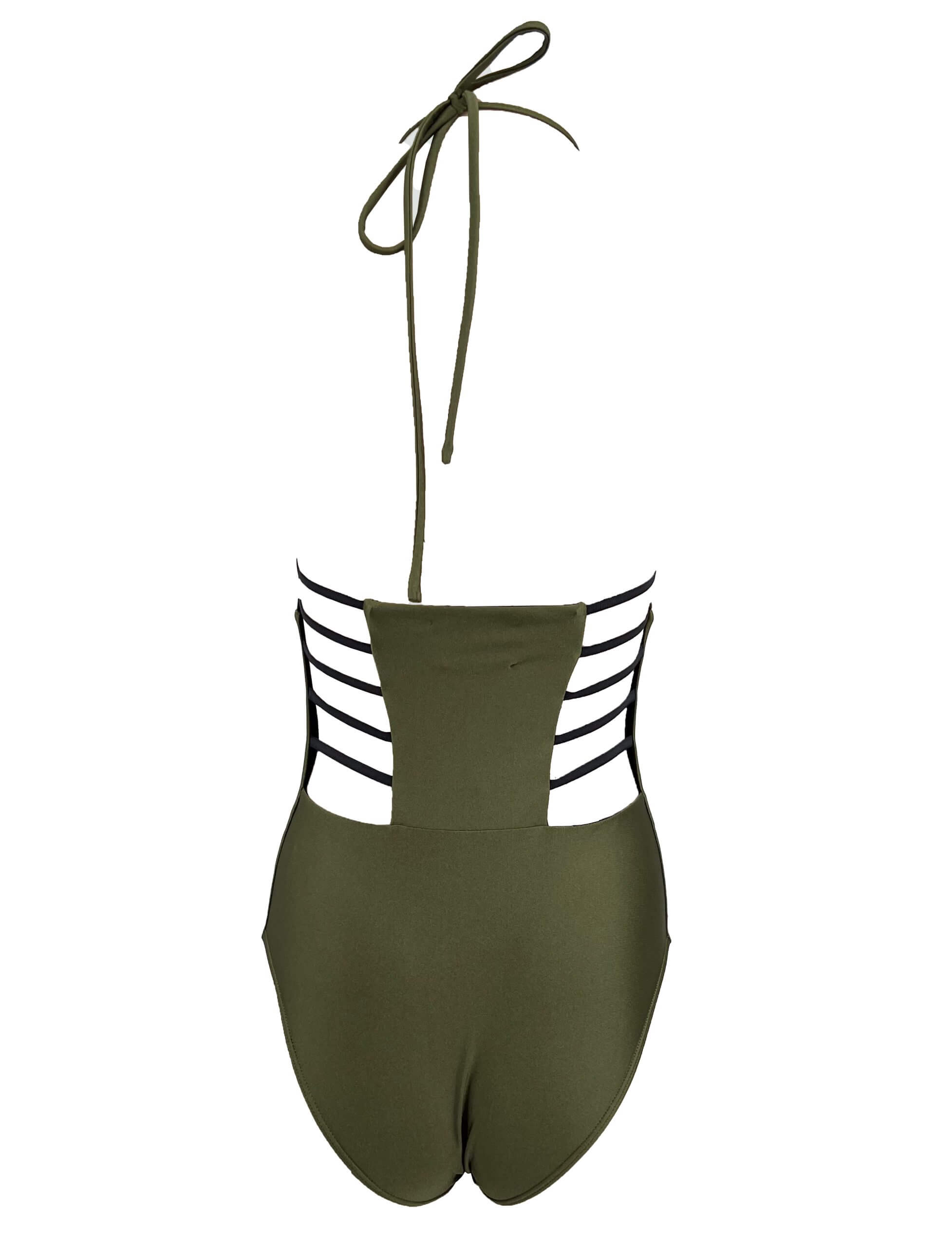 MONZLAPUR SS23 - Bodysuit/Bathingsuit with straps and Neck Ties Green - Image 3