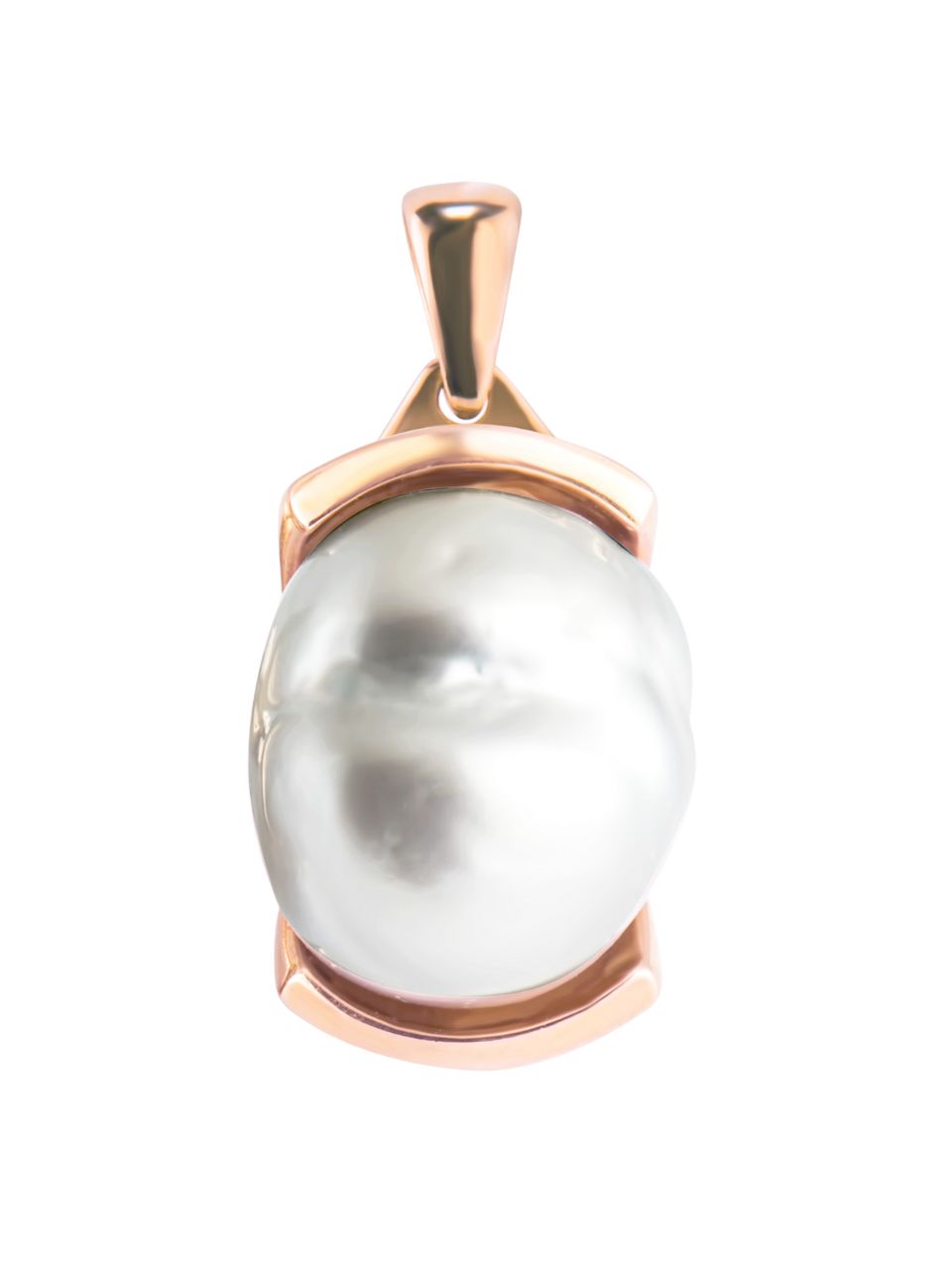 The Pendant Caldera Blanca features a breathtaking beautiful pearl. This pendant is a one-of-a-kind piece crafted from 18K Rose Gold, designed to be reversible.