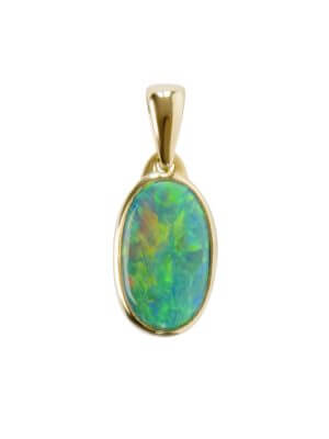 I sourced this opal during a trip to Australia. Its play of colors hypnotized me; it was pure love at first sight. This pendant is a one-of-a-kind piece crafted from 18K Yellow Gold, designed to be reversible with a gold backing. The Australian Opal weighs 1.62 carats.