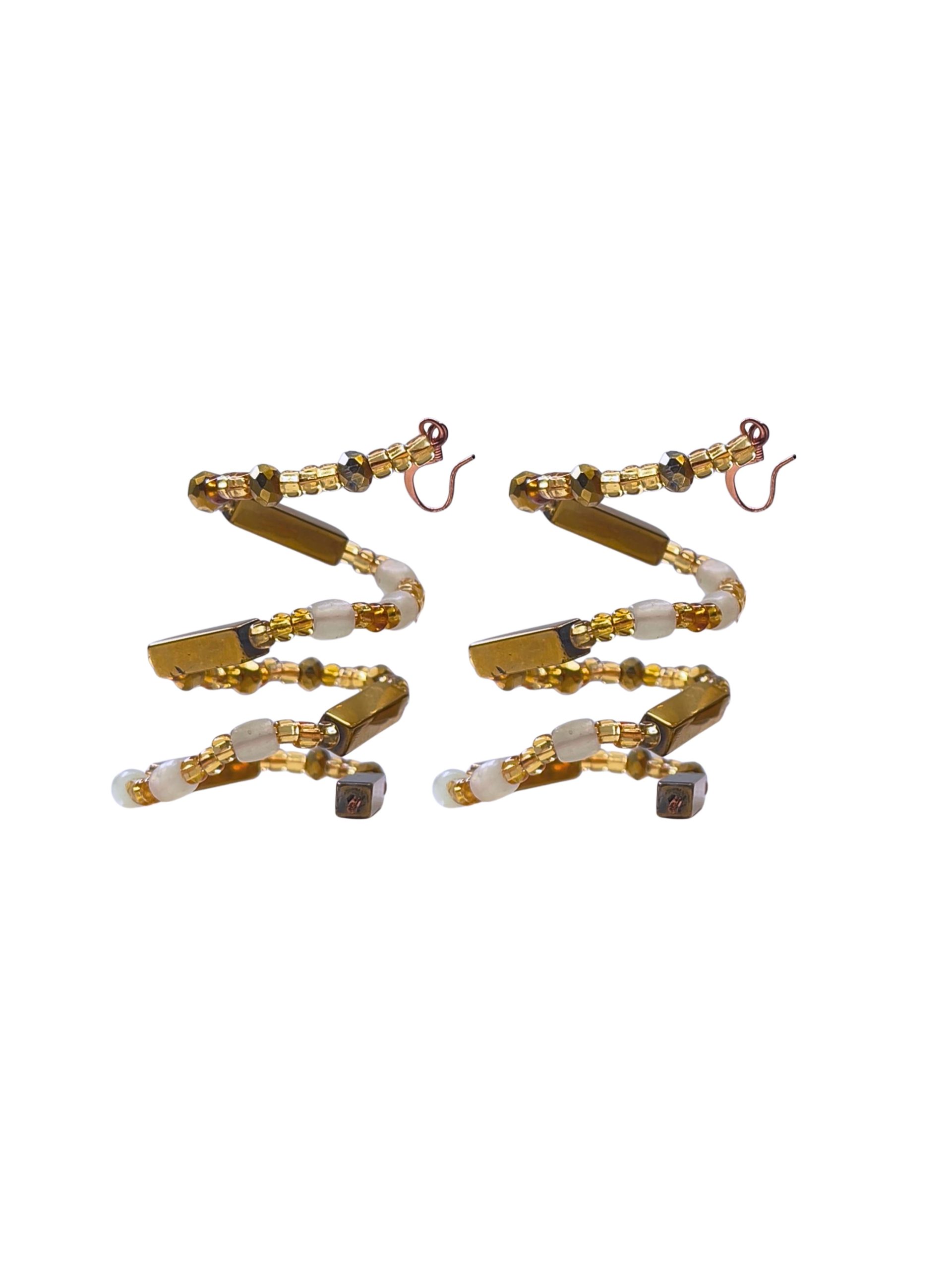 Modern Natured Gold Glass Earrings - Image 3