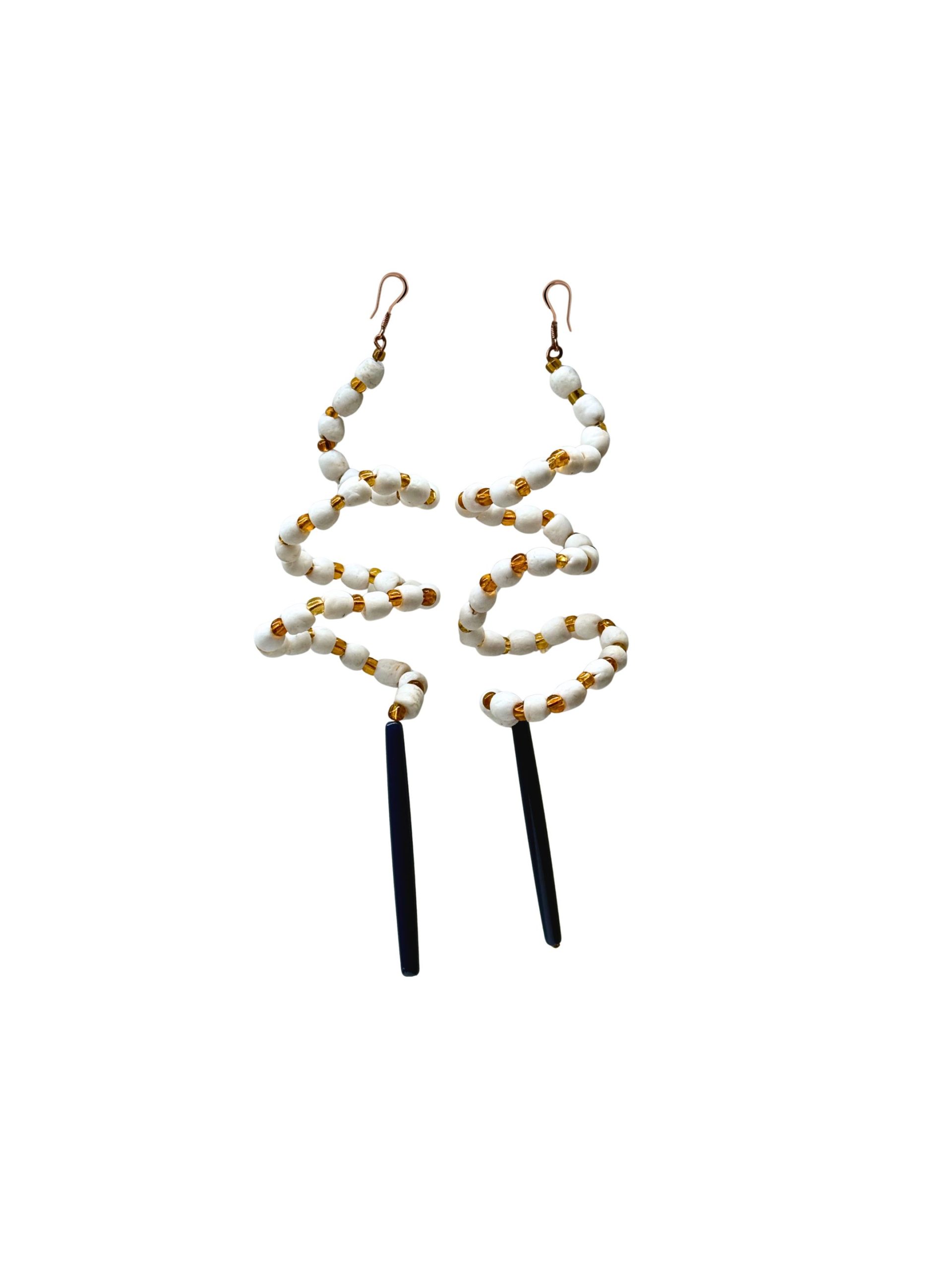 Modern Natured White Glass Earrings - Image 2