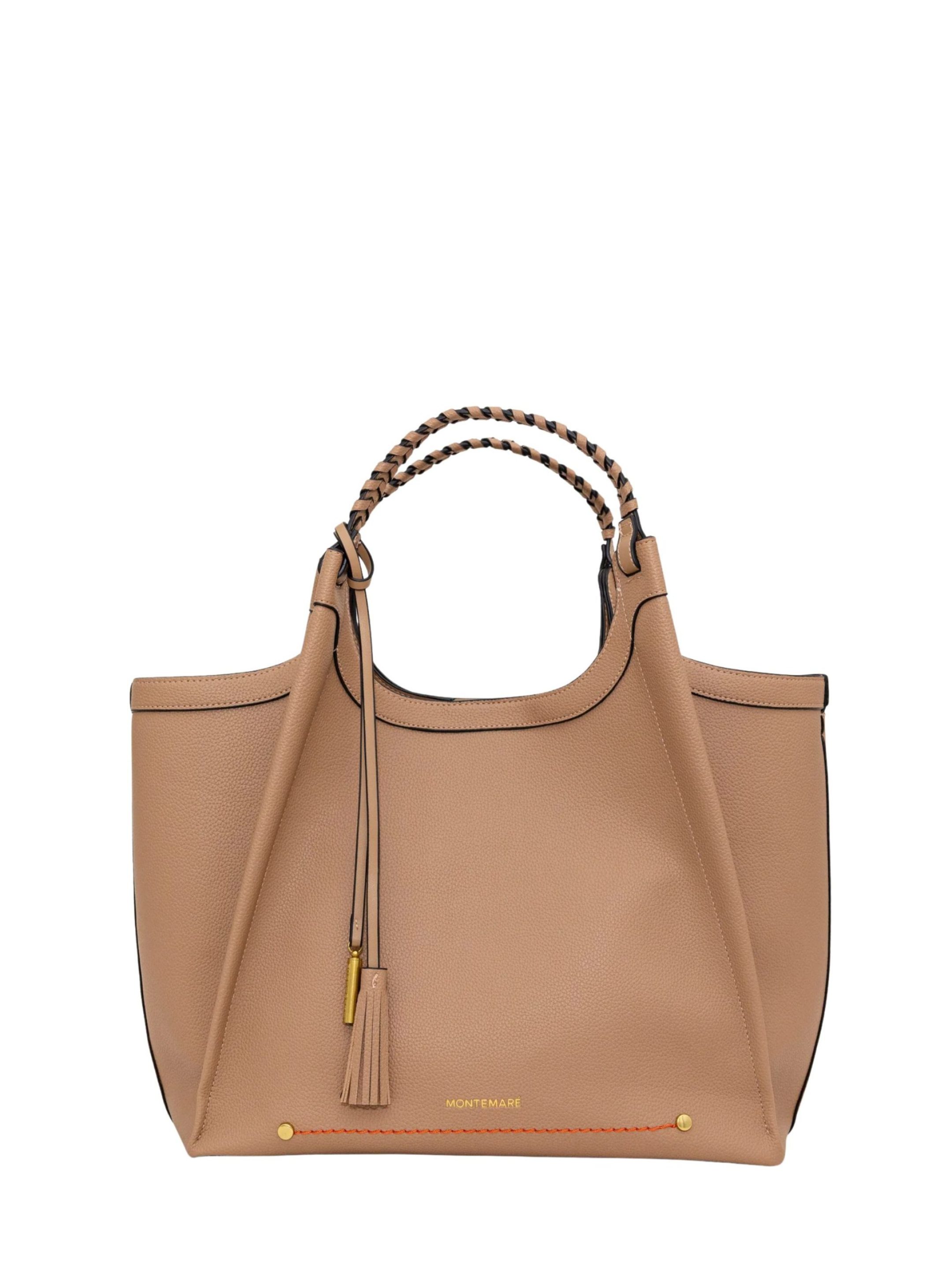 MONTEMARÉ Tan/Beige Faux Leather Large Tote